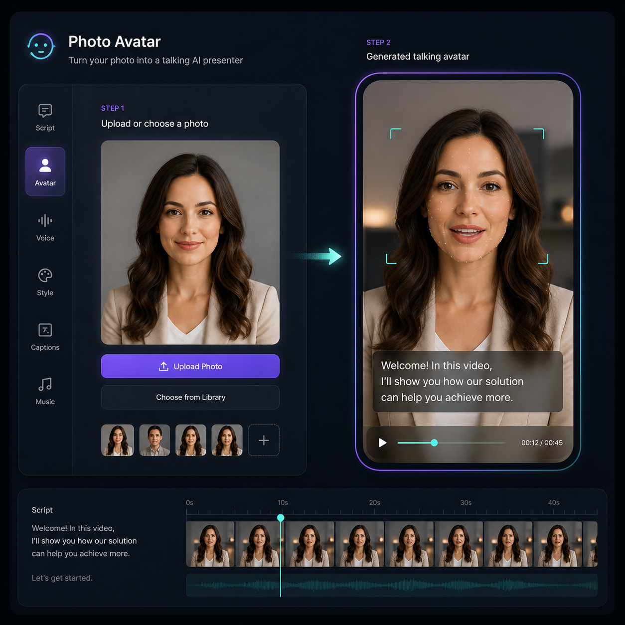 Photo avatar creation preview